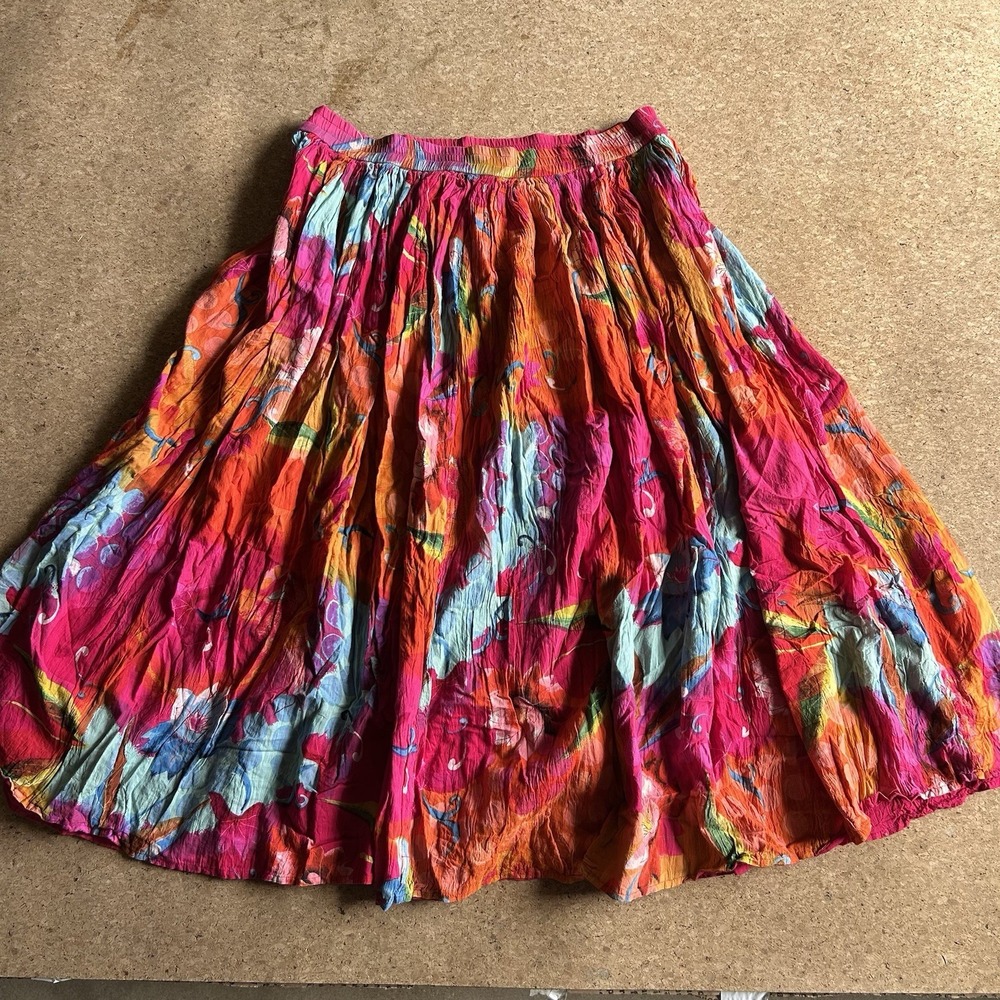 Vintage Willow Ridge Vibrant Dopamine Tie Dye Art Tiered Twirl Rainbow Skirt L